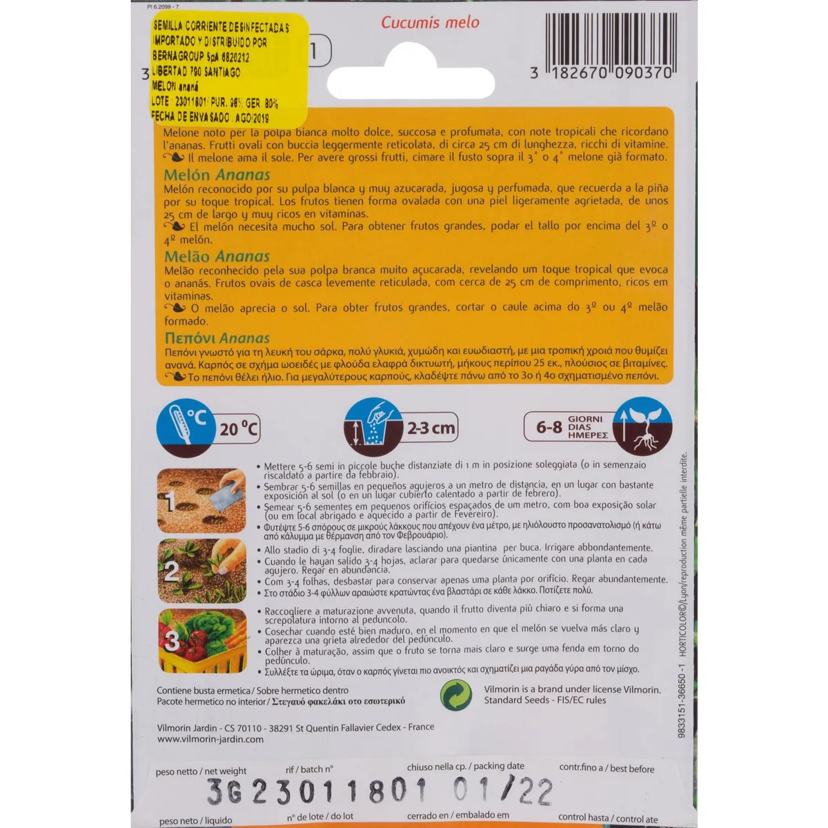 VILMORIN - Semilla Melón 3 gr Sachet