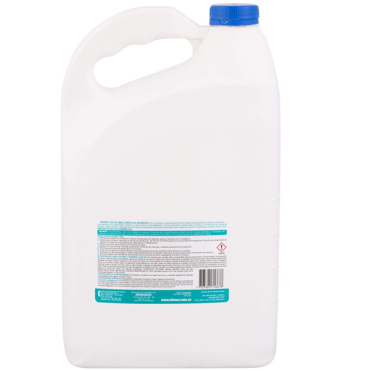 BINNER - Limpiador Fin de Obra Binner Intensivo Remueve Cemento 1 Galón
