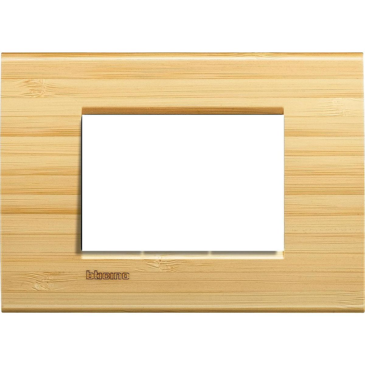 BTICINO - Placa rectangular 3 módulos bambú
