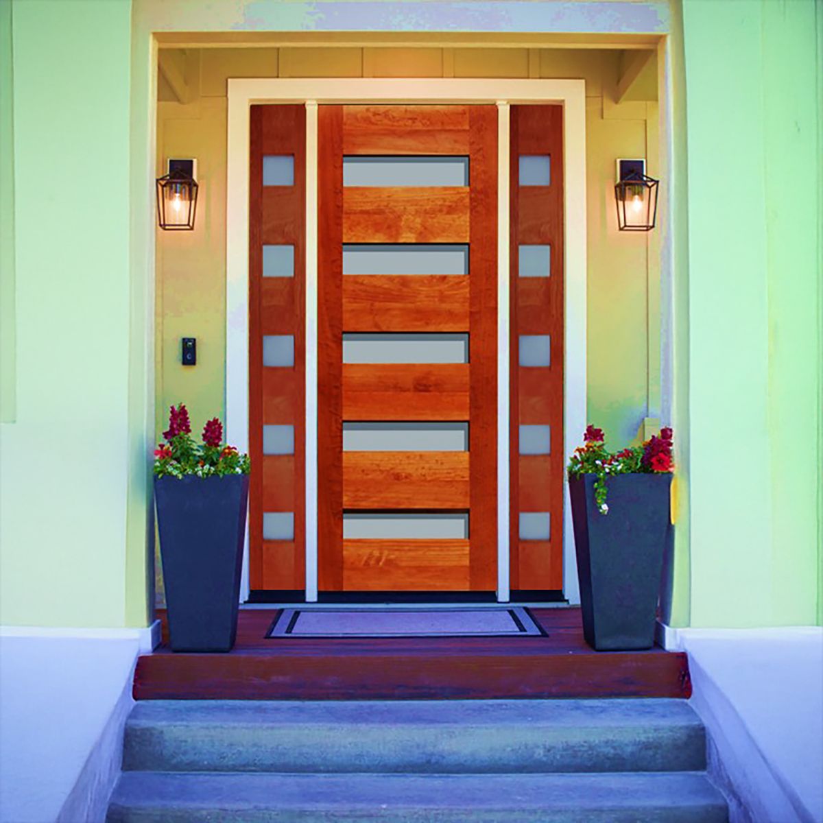 HOLZTEK - Mampara Pino 5 vidrios color Cerezo incluye vidrios