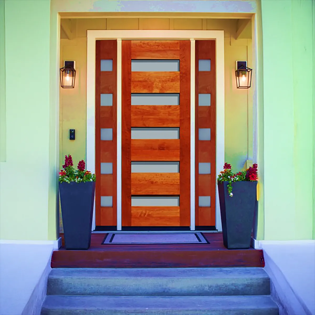 HOLZTEK - Mampara Pino 5 vidrios color Cerezo incluye vidrios