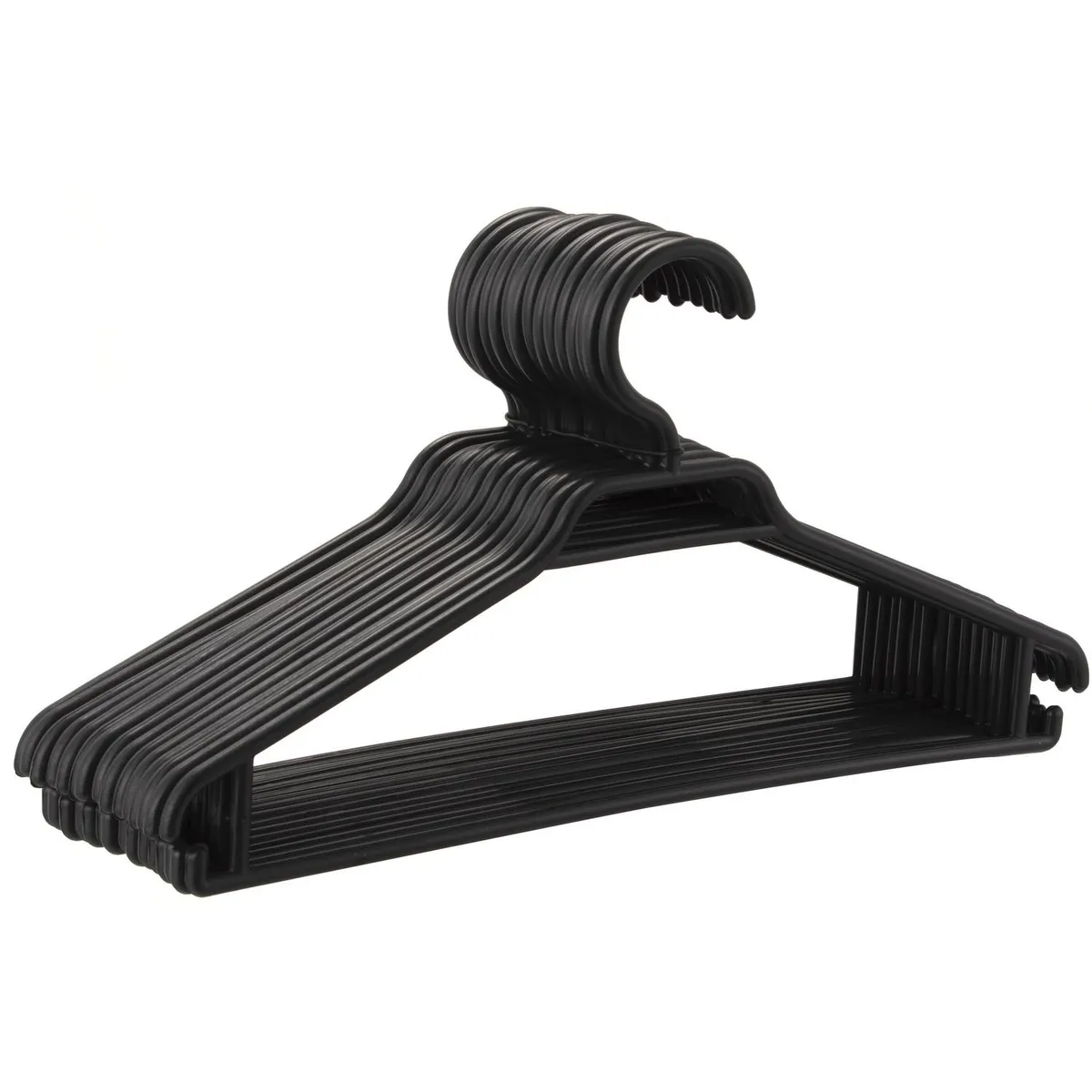 MEGAPLAST - Set 15 colgadores plásticos negro