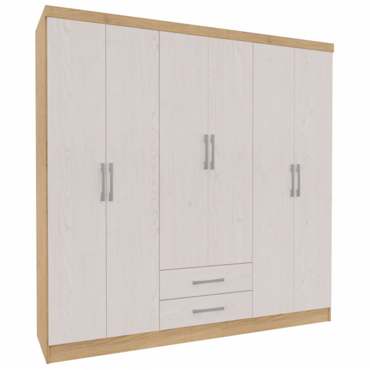 YARDAS - Clóset 6 Puerta(s) 2 Cajón(es) 2 Repisa(s) 180x181x47 cm Blanco/Natural