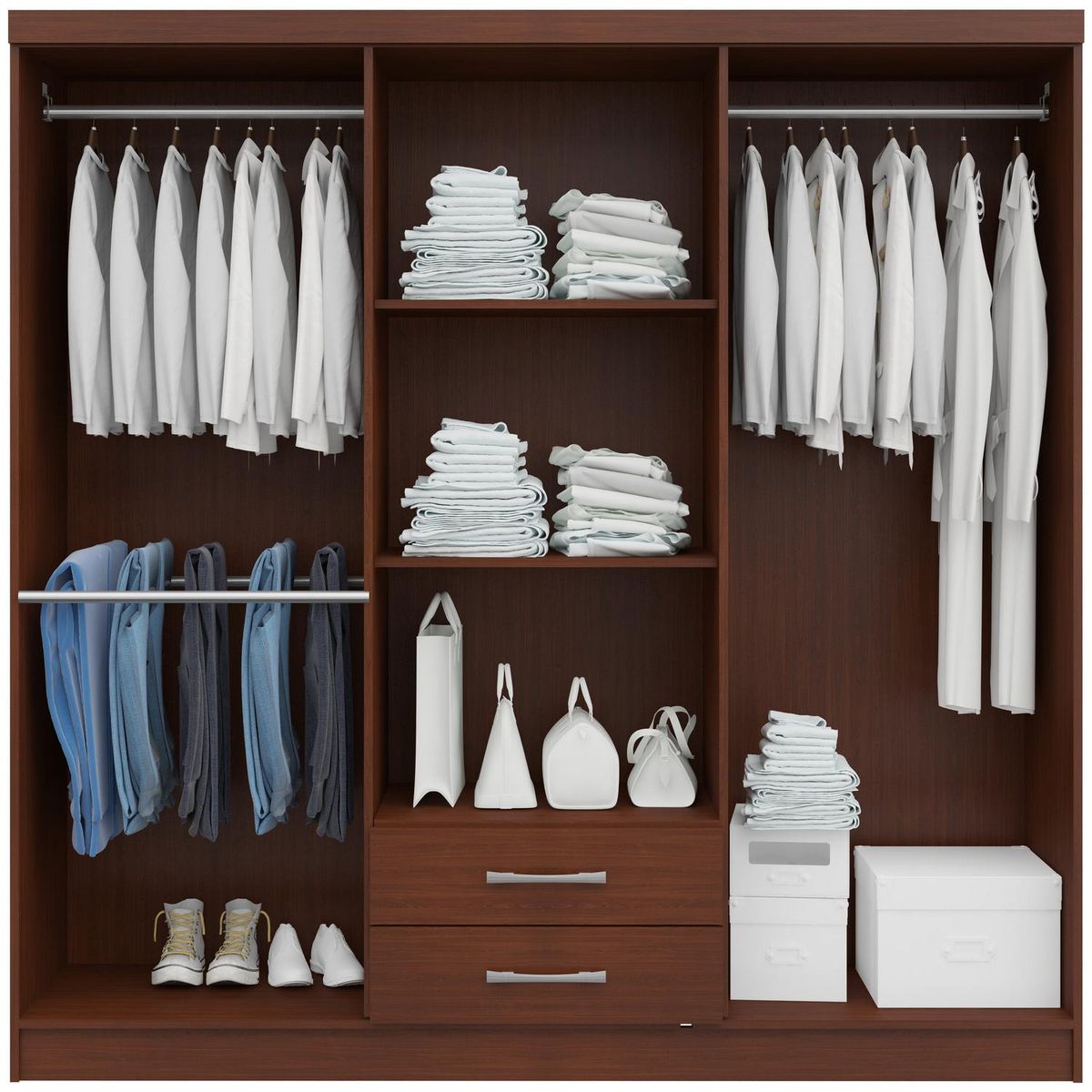 YARDAS - Clóset 6 Puerta(s) 2 Cajón(es) 2 Repisa(s) 180x181x47 cm Caoba