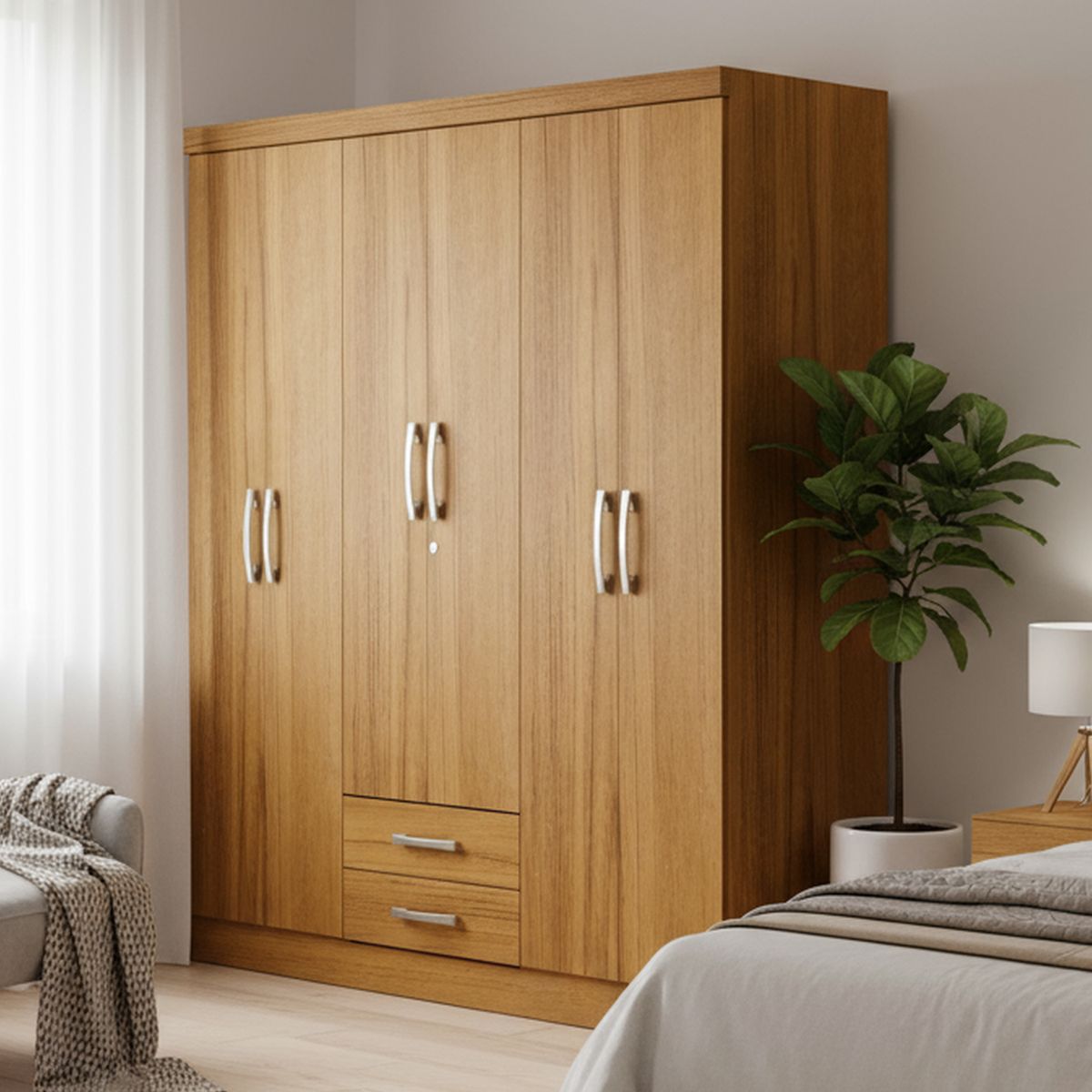 YARDAS - Clóset 6 Puerta(s) 2 Cajón(es) 1 Repisa(s) 180x181x47 cm Teca