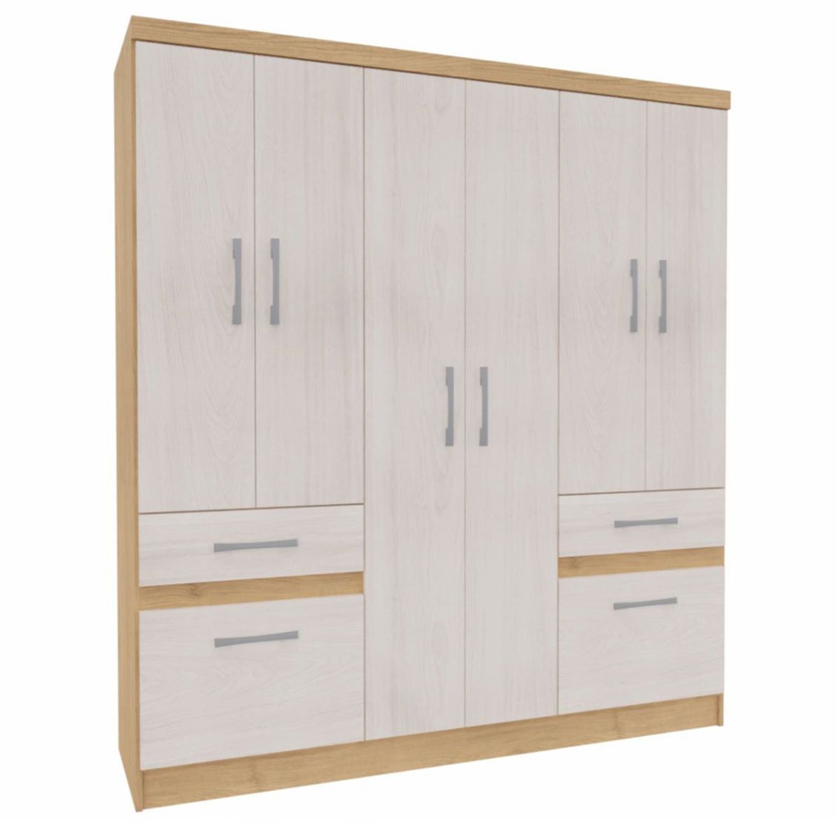 YARDAS - Clóset 6 Puerta(s) 2 Cajón(es) 1 Repisa(s) 162x180x45 cm Blanco/Natural