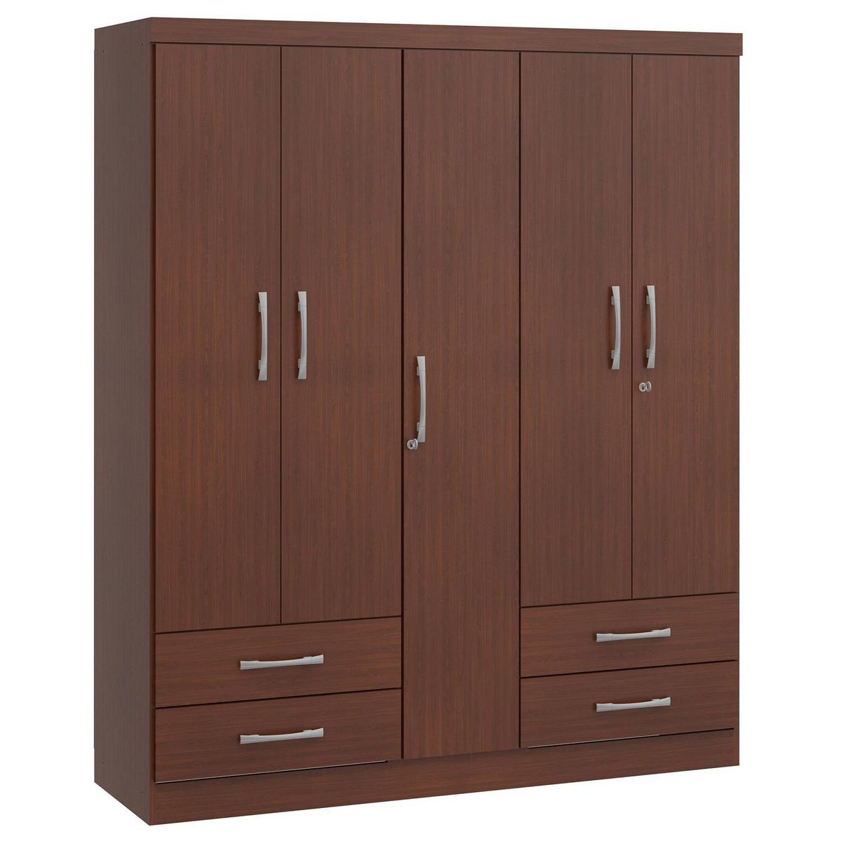 YARDAS - Clóset 5 Puerta(s) 4 Cajón(es) 3 Repisa(s) 152x181x47 cm Caoba