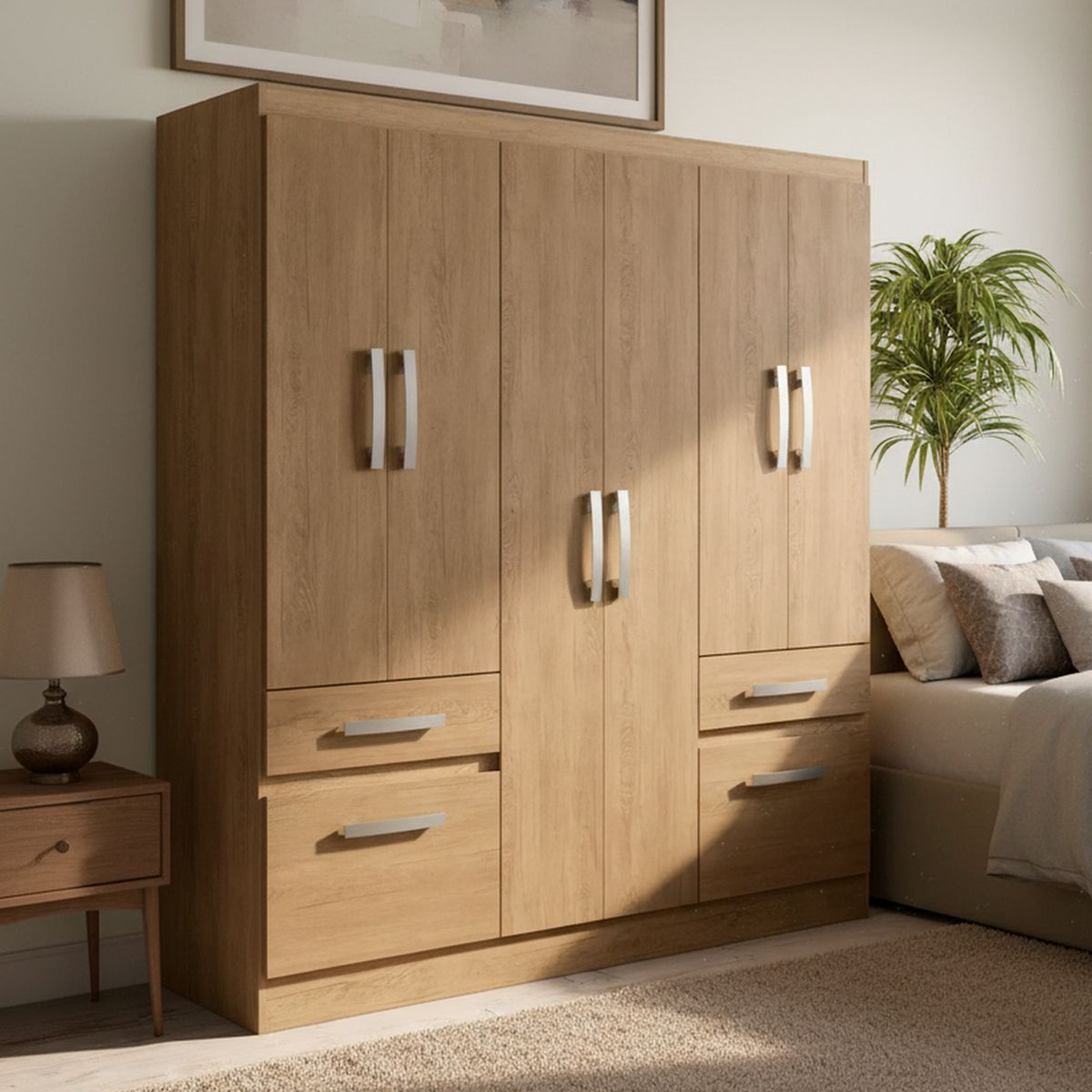 YARDAS - Clóset 6 Puerta(s) 2 Cajón(es) 1 Repisa(s) 162x180x45 cm Teca