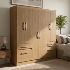 YARDAS - Clóset 6 Puerta(s) 2 Cajón(es) 1 Repisa(s) 162x180x45 cm Teca