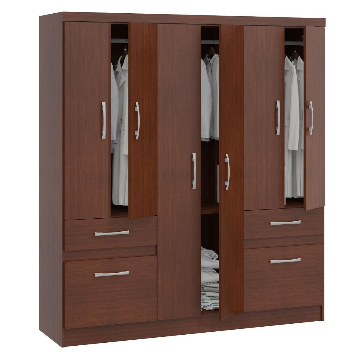 YARDAS - Clóset 6 Puerta(s) 2 Cajón(es) 1 Repisa(s) 162x180x45 cm Caoba