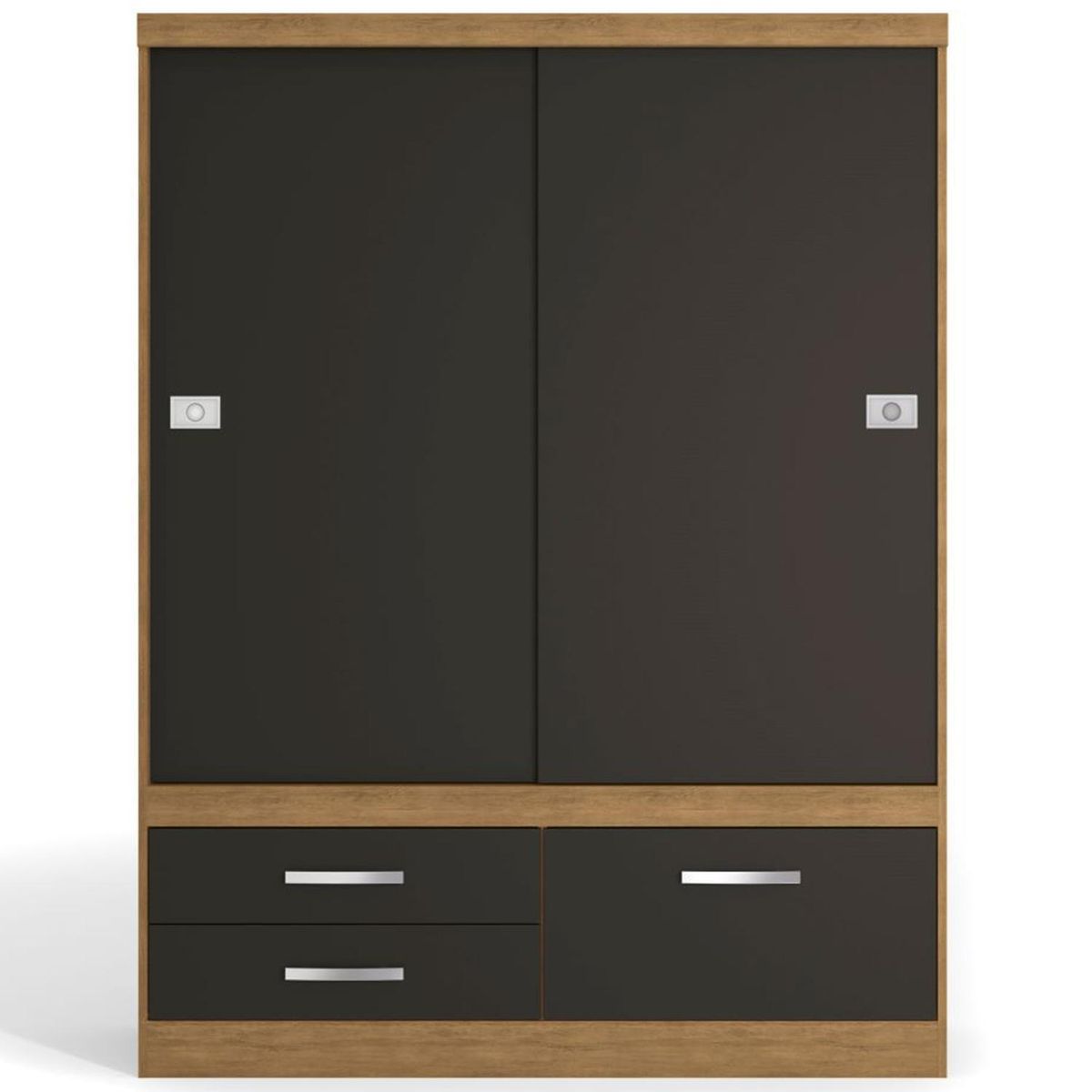 YARDAS - Clóset 2 Puerta(s) 3 Cajón(es) 2 Repisa(s) 136x180x52 cm Teca/Negro