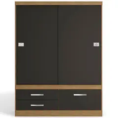 YARDAS - Clóset 2 Puerta(s) 2 Repisa(s) 136x180x52 cm Teca/Negro