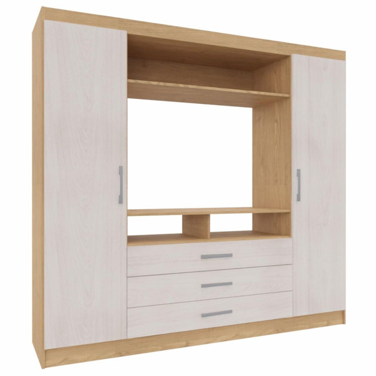 YARDAS - Clóset 2 Puerta(s) 3 Cajón(es) 1 Repisa(s) 193x181x47 cm Gris Claro