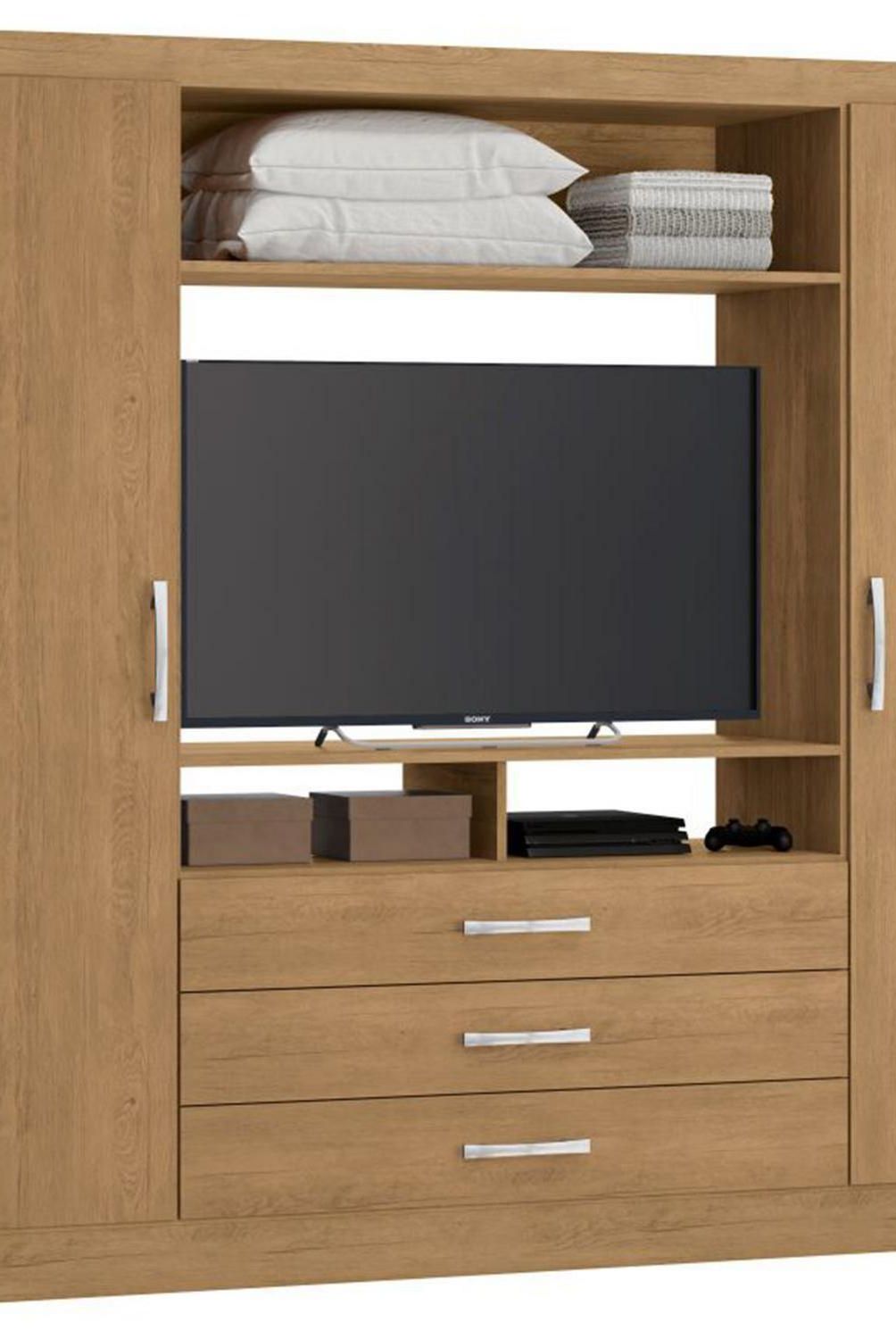 YARDAS - Clóset 2 Puerta(s) 3 Cajón(es) 2 Repisa(s) 193x181x47 cm Teca/Negro