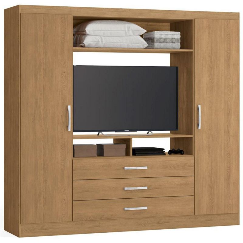 YARDAS - Clóset 2 Puerta(s) 2 Repisa(s) 193x181x47 cm Teca/Negro