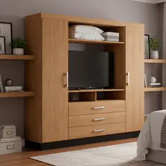 YARDAS - Clóset 2 Puerta(s) 3 Cajón(es) 2 Repisa(s) 193x181x47 cm Teca/Negro