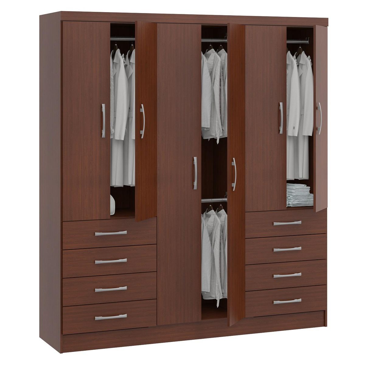 YARDAS - Clóset 6 Puerta(s) 180x201x47 cm Caoba