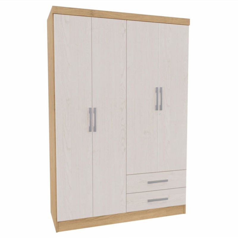 YARDAS - Clóset 4 Puerta(s) 2 Cajón(es) 2 Repisa(s) 121x180x47 cm Blanco/Natural