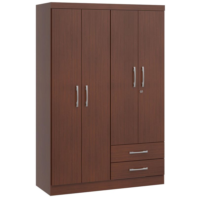 YARDAS - Clóset 4 Puerta(s) 2 Repisa(s) 121x180x47 cm Caoba
