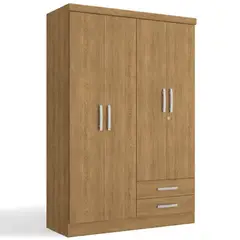 YARDAS - Clóset 4 Puerta(s) 2 Cajone(s) 2 Repisa(s) 121x180x47 cm Teca