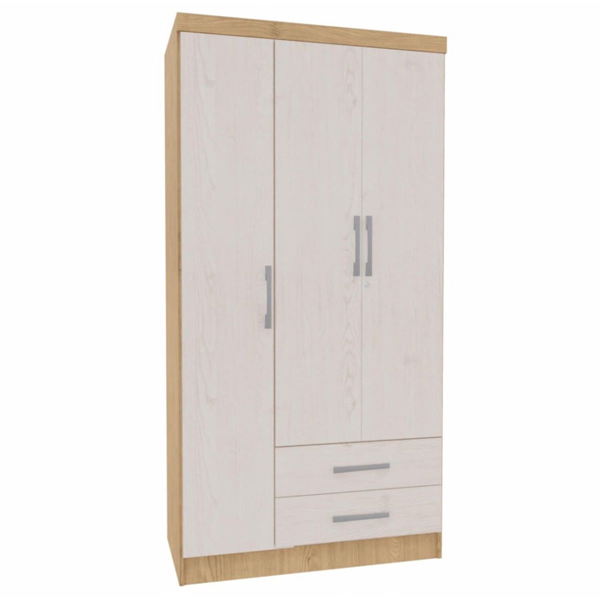 YARDAS - Clóset 3 Puerta(s) 2 Cajón(es) 3 Repisa(s) 91x180x47 cm Blanco/Natural