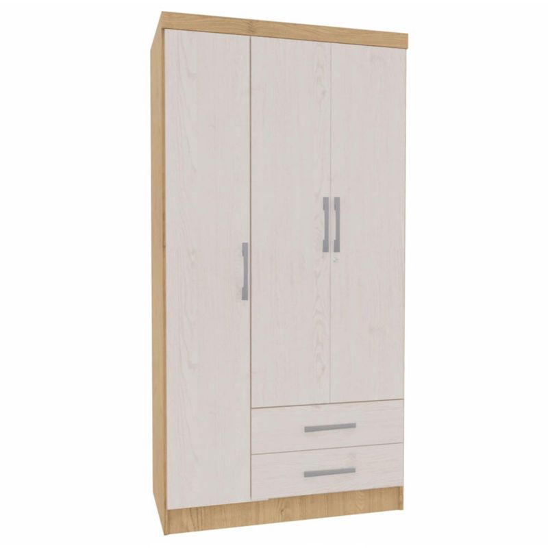 YARDAS - Clóset 3 Puerta(s) 2 Cajone(s) 3 Repisa(s) 91x180x47 cm Blanco/Natural