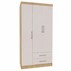 YARDAS - Clóset 3 Puerta(s) 2 Cajone(s) 3 Repisa(s) 91x180x47 cm Blanco/Natural