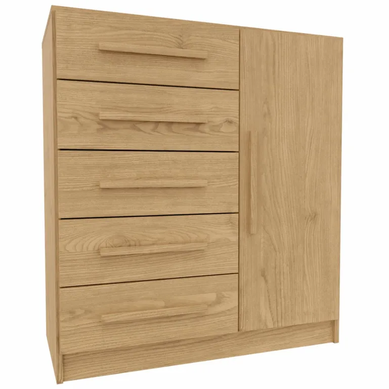 Cómoda 1 Puerta 5 Cajón(es) S265 83x88x40 cm Teca