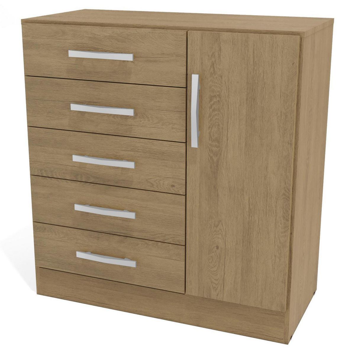 YARDAS - Cómoda 1 Puerta 5 Cajón(es) S265 83x88x40 cm Teca