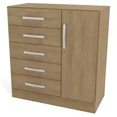 YARDAS - Cómoda 1 Puerta 5 Cajón(es) S265 83x88x40 cm Teca