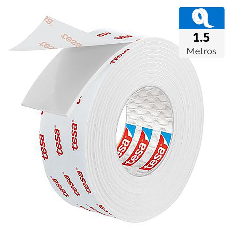 TESA - Cinta de doble contacto 1,5mx19mm para paredes pintadas y yeso 10 kg/m