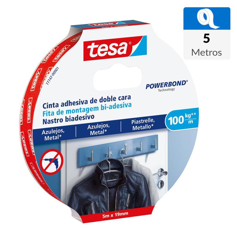 TESA - Cinta doble contacto 5mx19mm extra resistente para azulejos