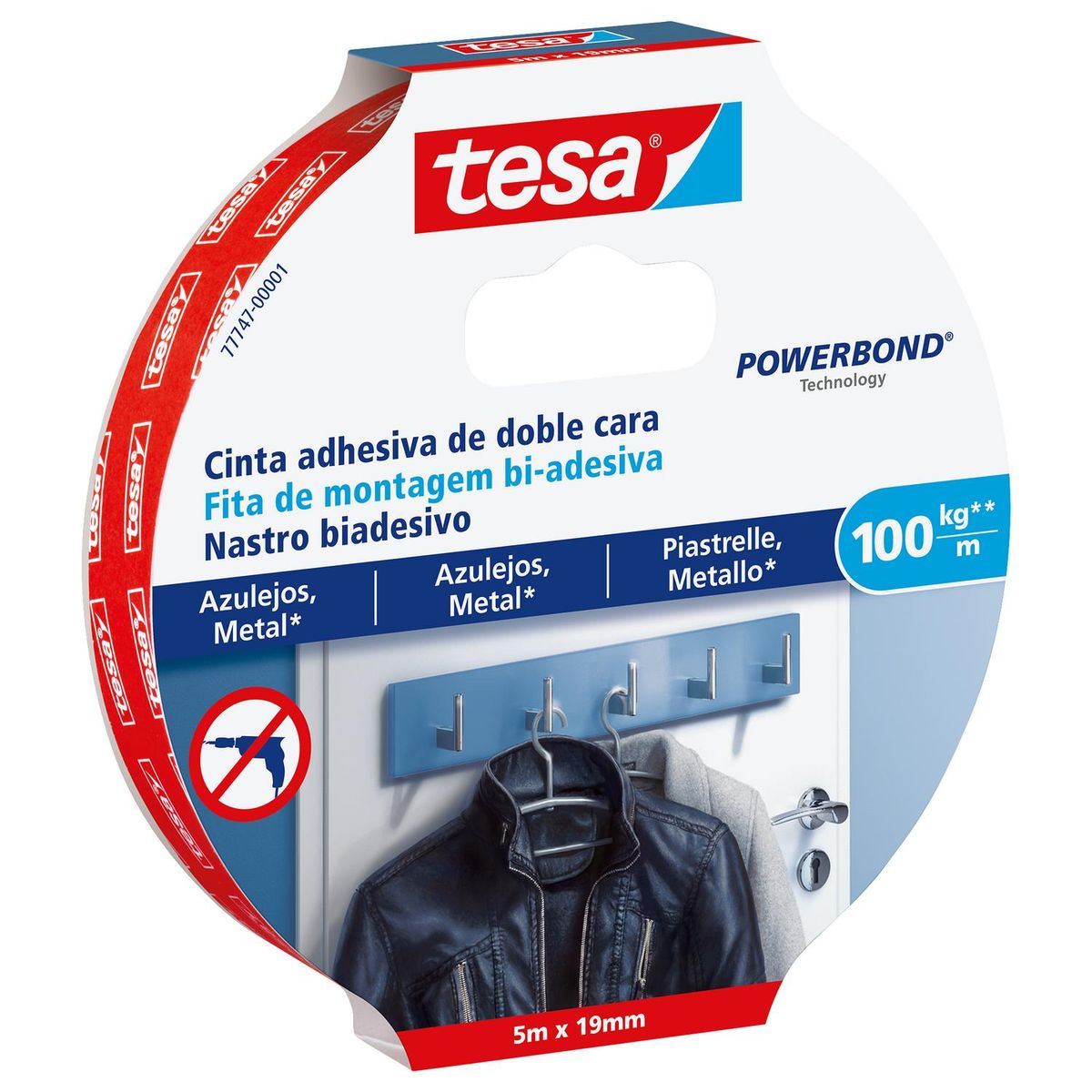 TESA - Cinta doble contacto 5mx19mm extra resistente para azulejos