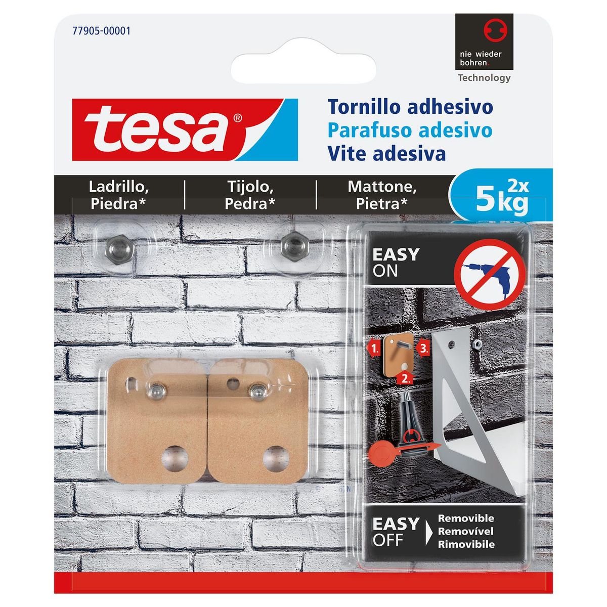 TESA - Tornillo adhesivo rectangular para ladrillo y piedra 5 kg