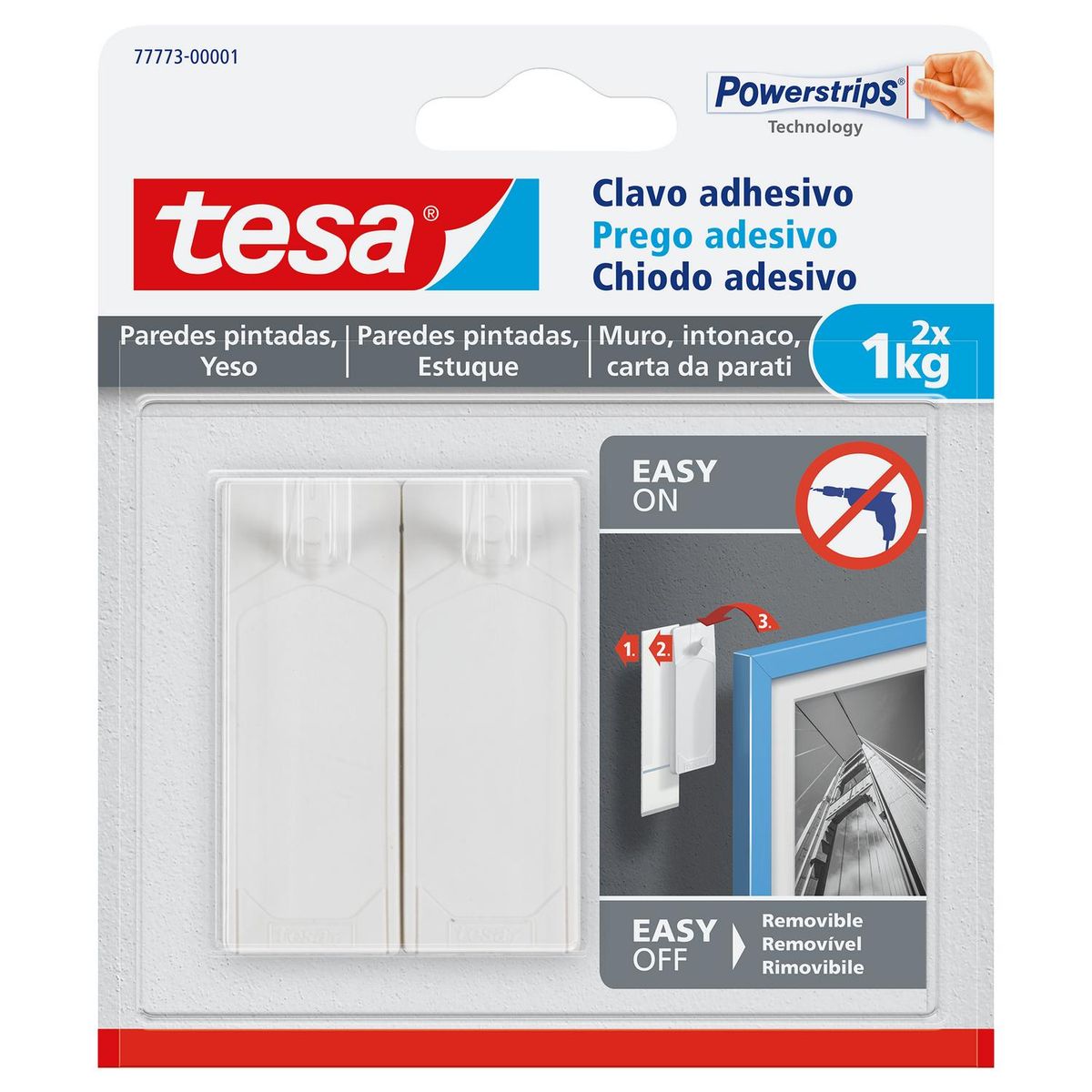 TESA - Clavo adhesivo para paredes pintadas y yeso 1 kg