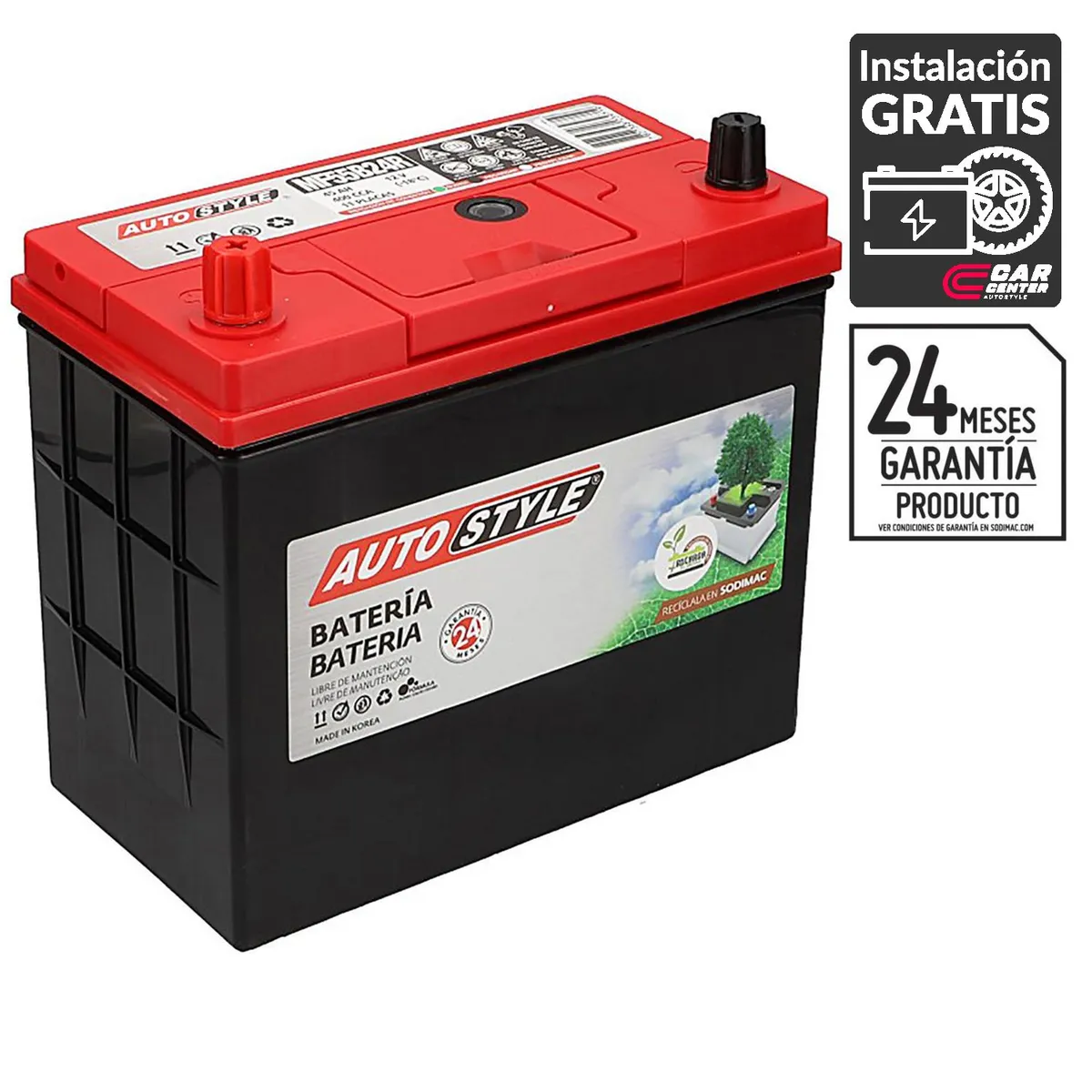 AUTOSTYLE - Batería de Auto 45 Ah Positivo Izquierdo 400 CCA