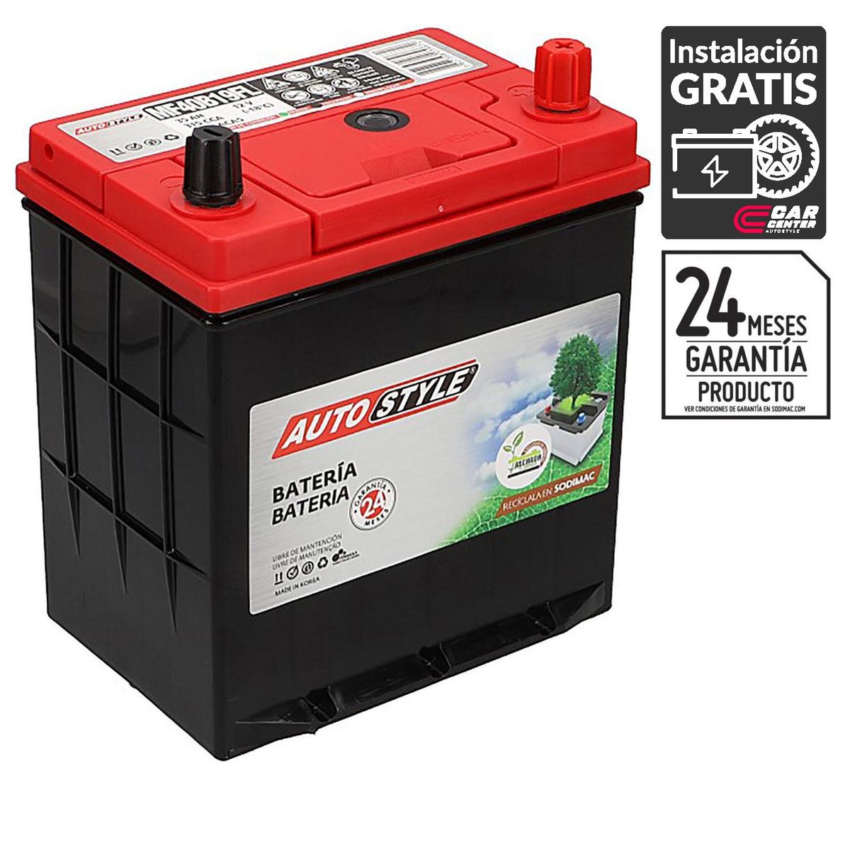 AUTOSTYLE - Batería de Auto 35 Ah Positivo Derecho 315 CCA