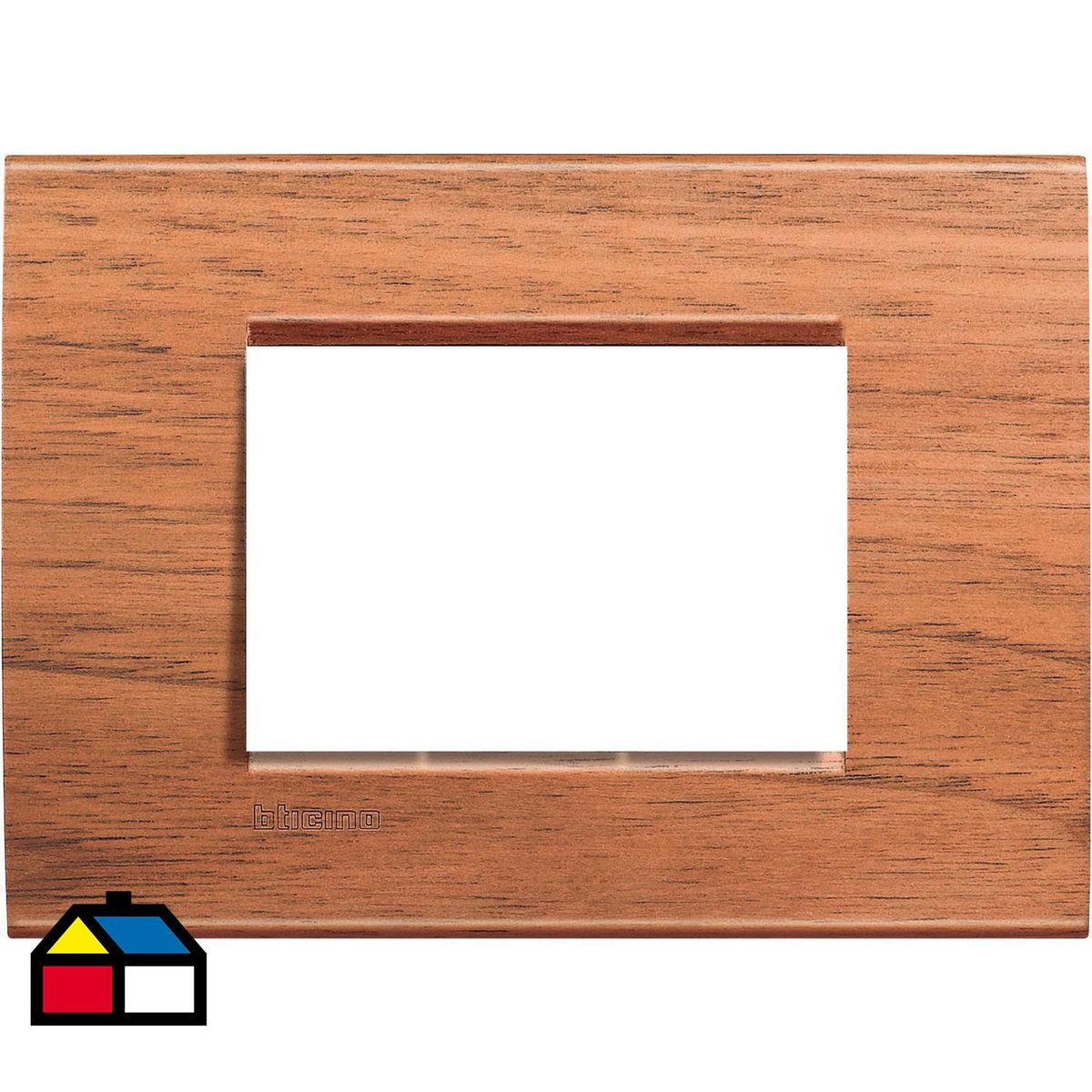 BTICINO - Placa rectangular 3 módulos nogal