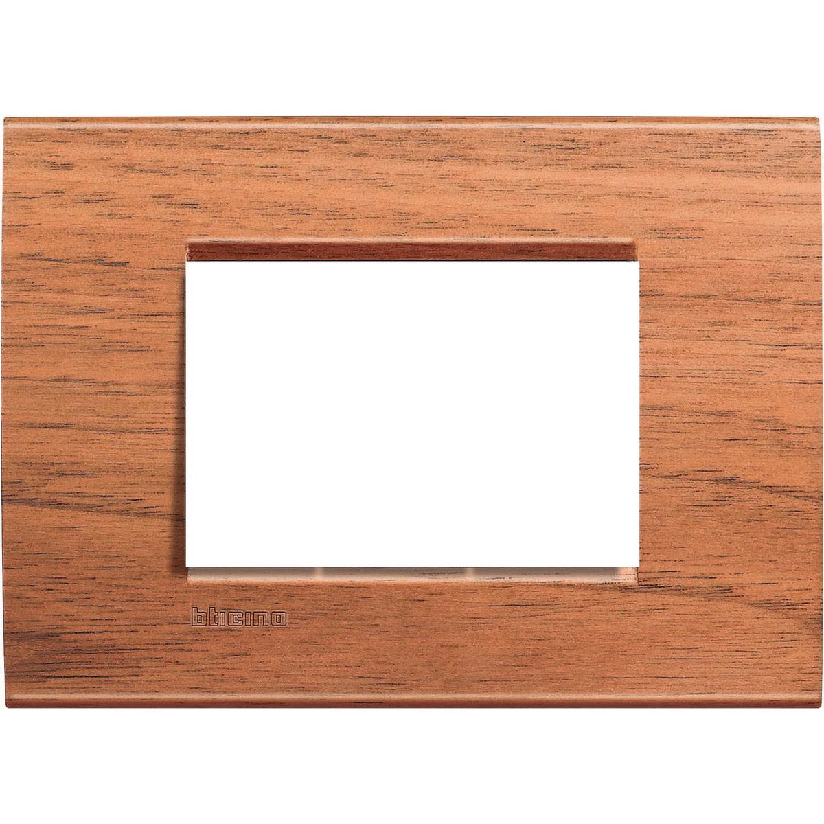 BTICINO - Placa rectangular 3 módulos nogal