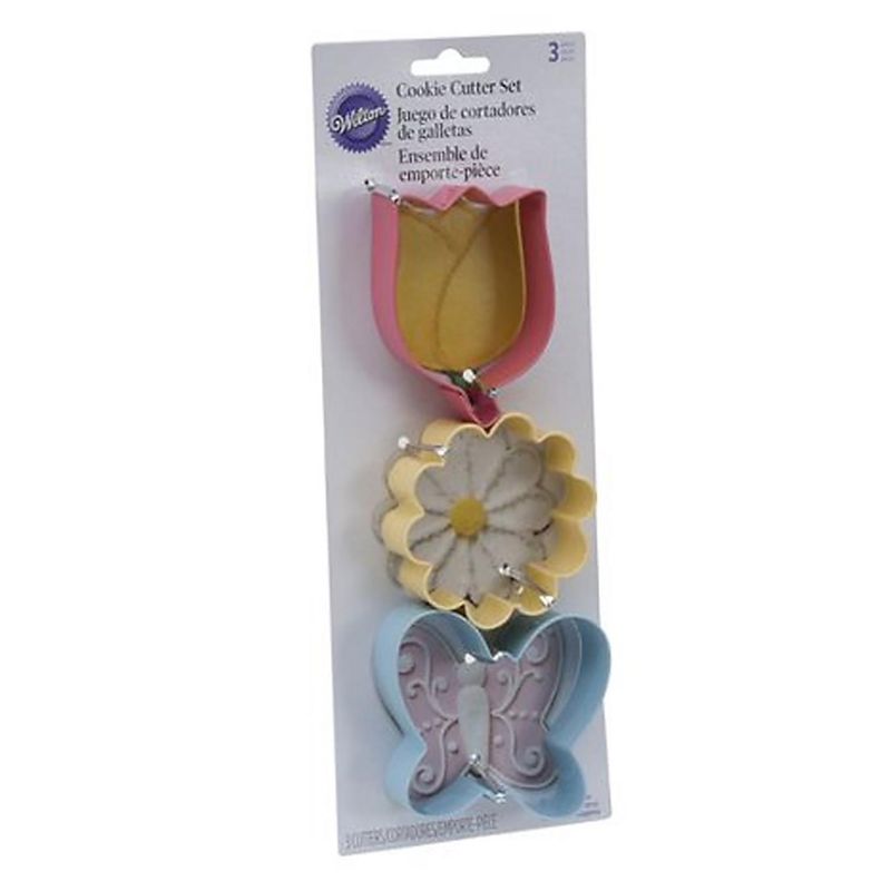 WILTON - Cortador galleta 3 unidades flores/mariposa