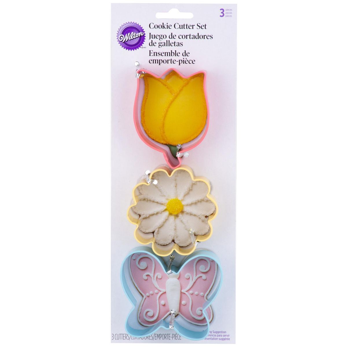 WILTON - Set 3 Cortadores Galletas Wilton Mariposa Flor Tulipán