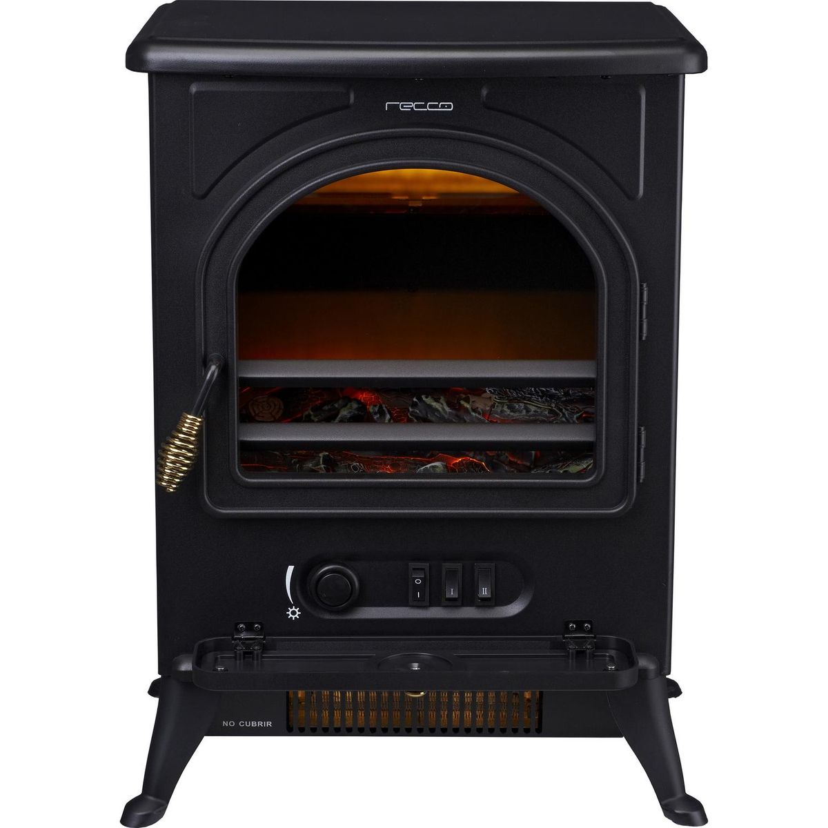 RECCO - Chimenea Eléctrica Ptc Clásica 1800 W Aire Forzado Negro