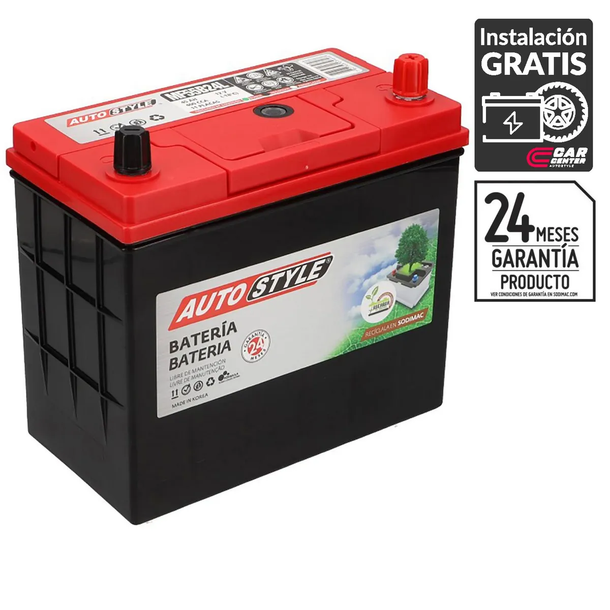 AUTOSTYLE - Batería de Auto 45 Ah Positivo Derecho 400 CCA