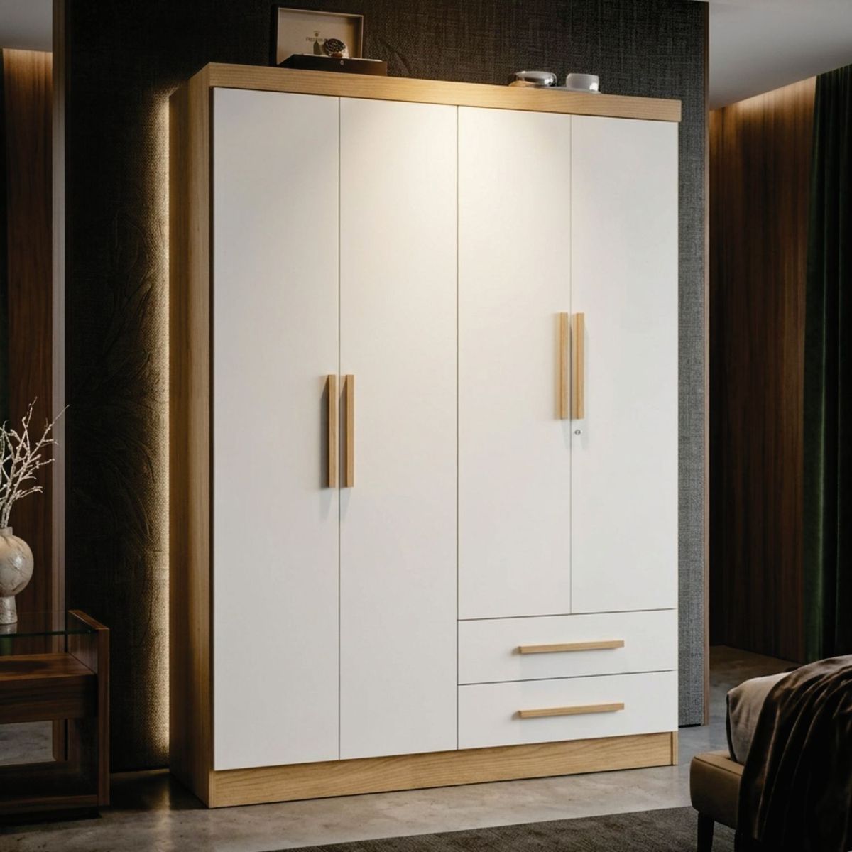 Clóset 4 Puerta(s) 2 Cajón(es) 2 Repisa(s) 121x180x47 cm Blanco, marca YARDAS - Foto 2