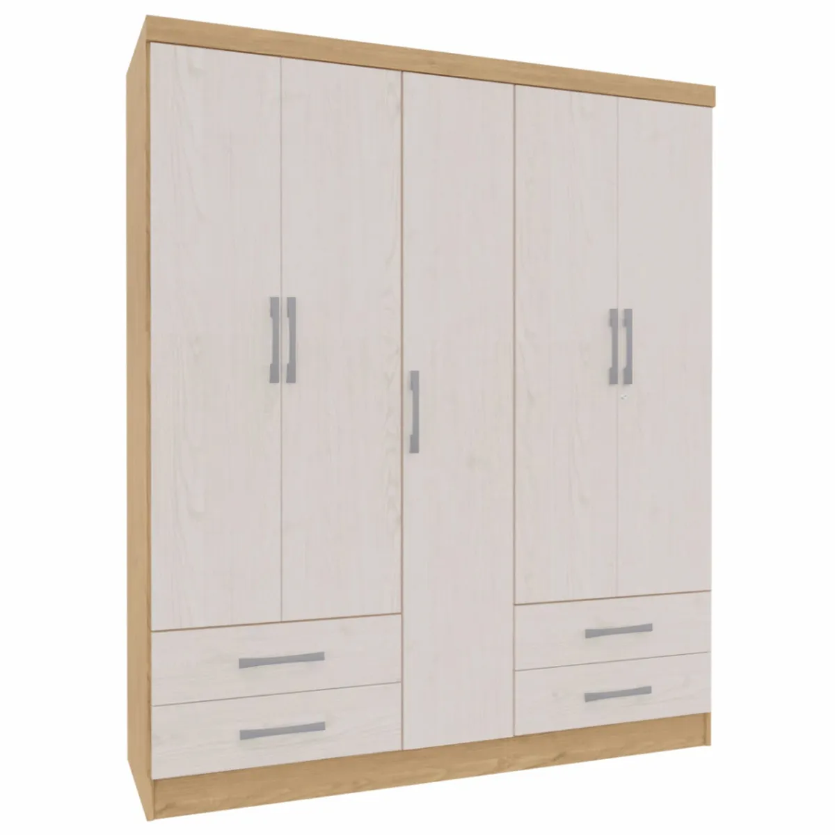 YARDAS - Clóset 5 Puerta(s) 4 Cajón(es) 3 Repisa(s) 152x181x47 cm Blanco/Natural