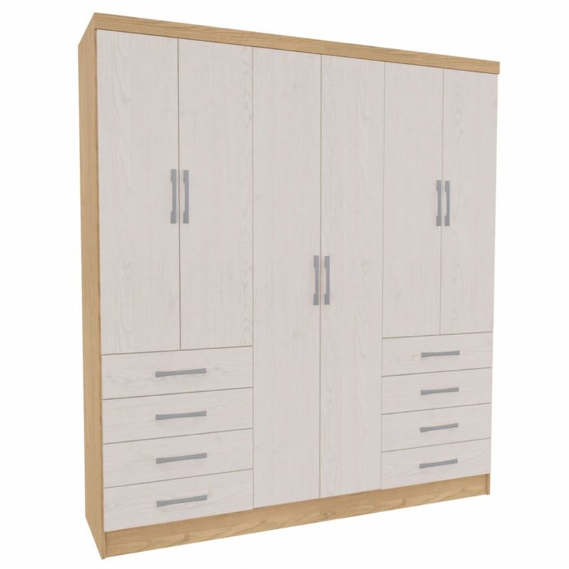YARDAS - Clóset 6 Puerta(s) 180x201x47 cm Blanco/Natural