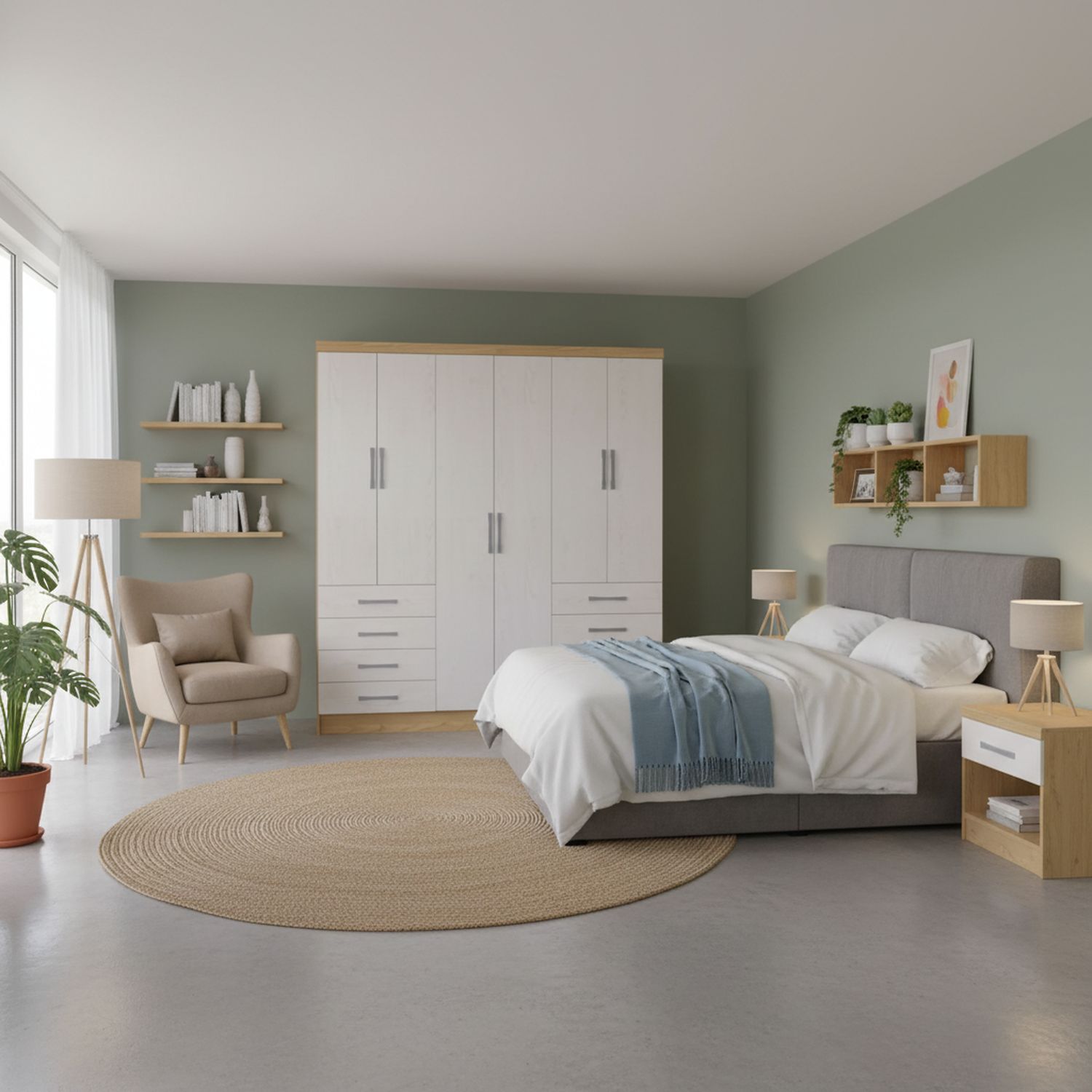 YARDAS Clóset 6 Puerta(s) 180x201x47 cm Blanco/Natural | Falabella