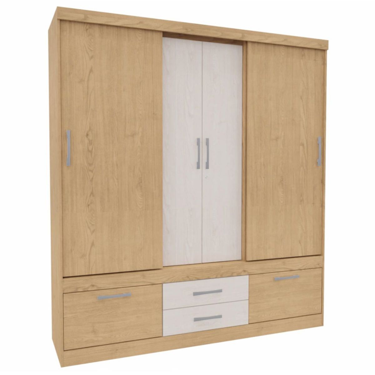 YARDAS - Clóset 4 Puerta(s) 4 Cajón(es) 1 Repisa(s) 183x201x48 cm Gris Claro