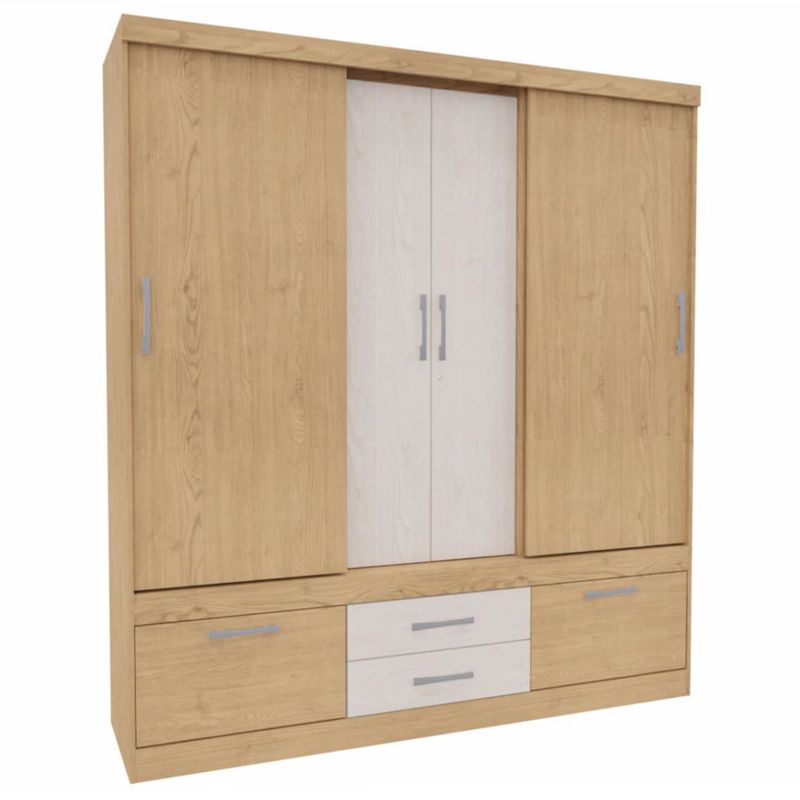YARDAS - Clóset 4 Puerta(s) 4 Cajone(s) 1 Repisa(s) 183x201x48 cm Gris Claro