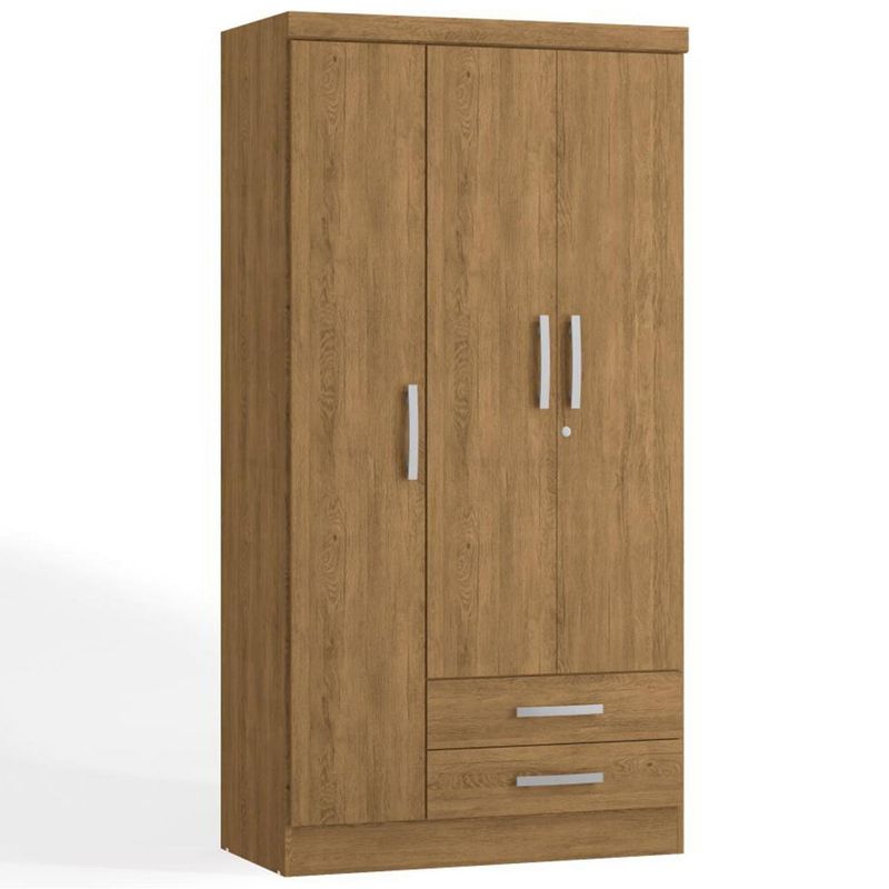 YARDAS - Clóset 3 Puerta(s) 2 Cajón(es) 3 Repisa(s) 91x180x47 cm Teca